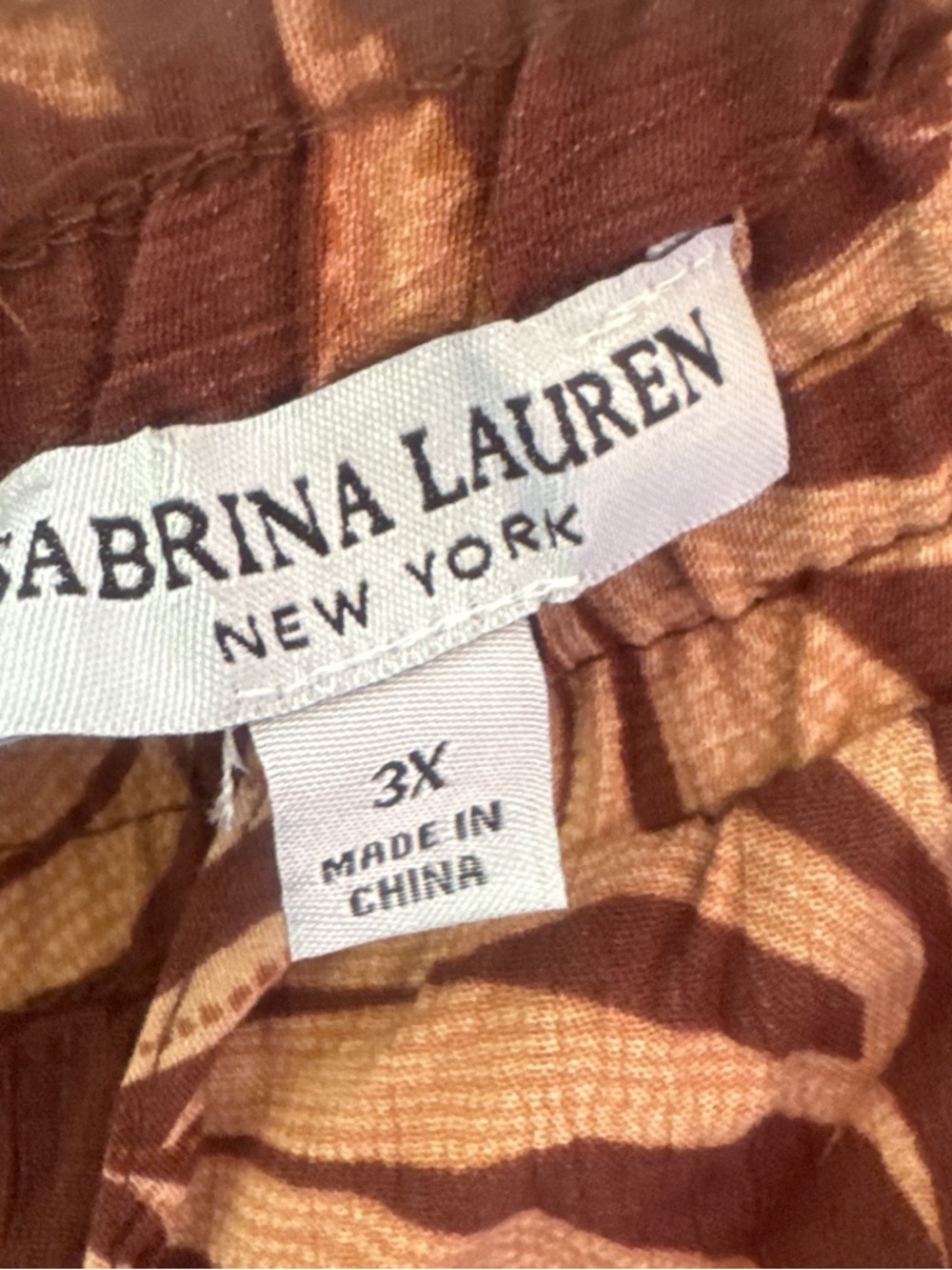 Women’s Tropical Print Elastic-Waist Pants - Brown - Picture 3 of 4